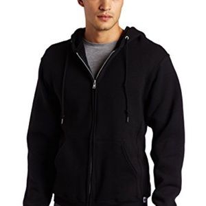 Russell black draw string hoodie zip up